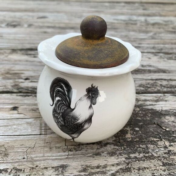 Laura Zinder Rooster Canister w/ Lid - Picture 1 of 4